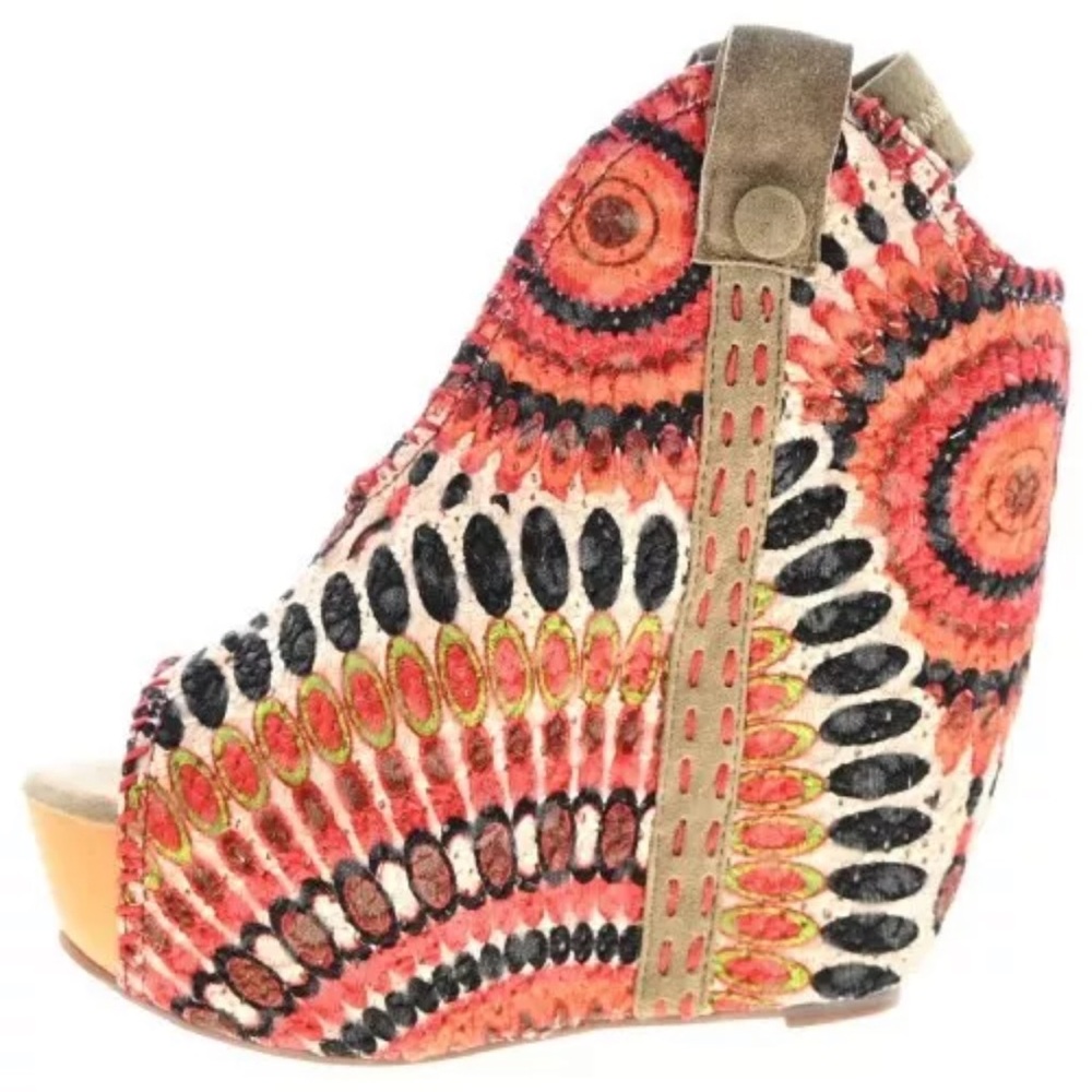 Jeffrey Campbell multi colored platform/wedge black/red/brown